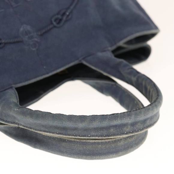PRADA Canapa GM Tote Bag Canvas Navy Auth yk10287 - Picture 7 of 16
